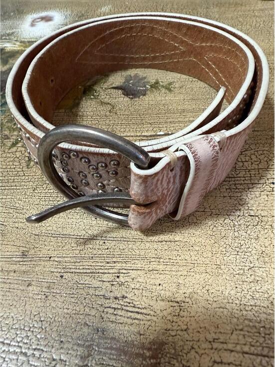 The Limited Light Pink Destressed Studded Belt Sz.S